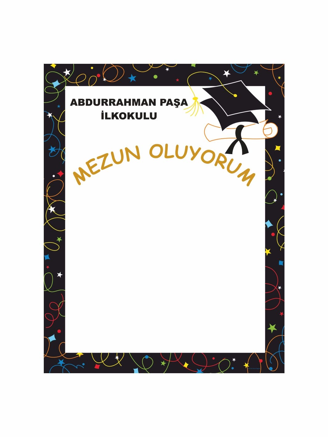 Mezuniyet Partisi Arka Fon Afişi Kep Detay Renkli Çizgiler Zemin