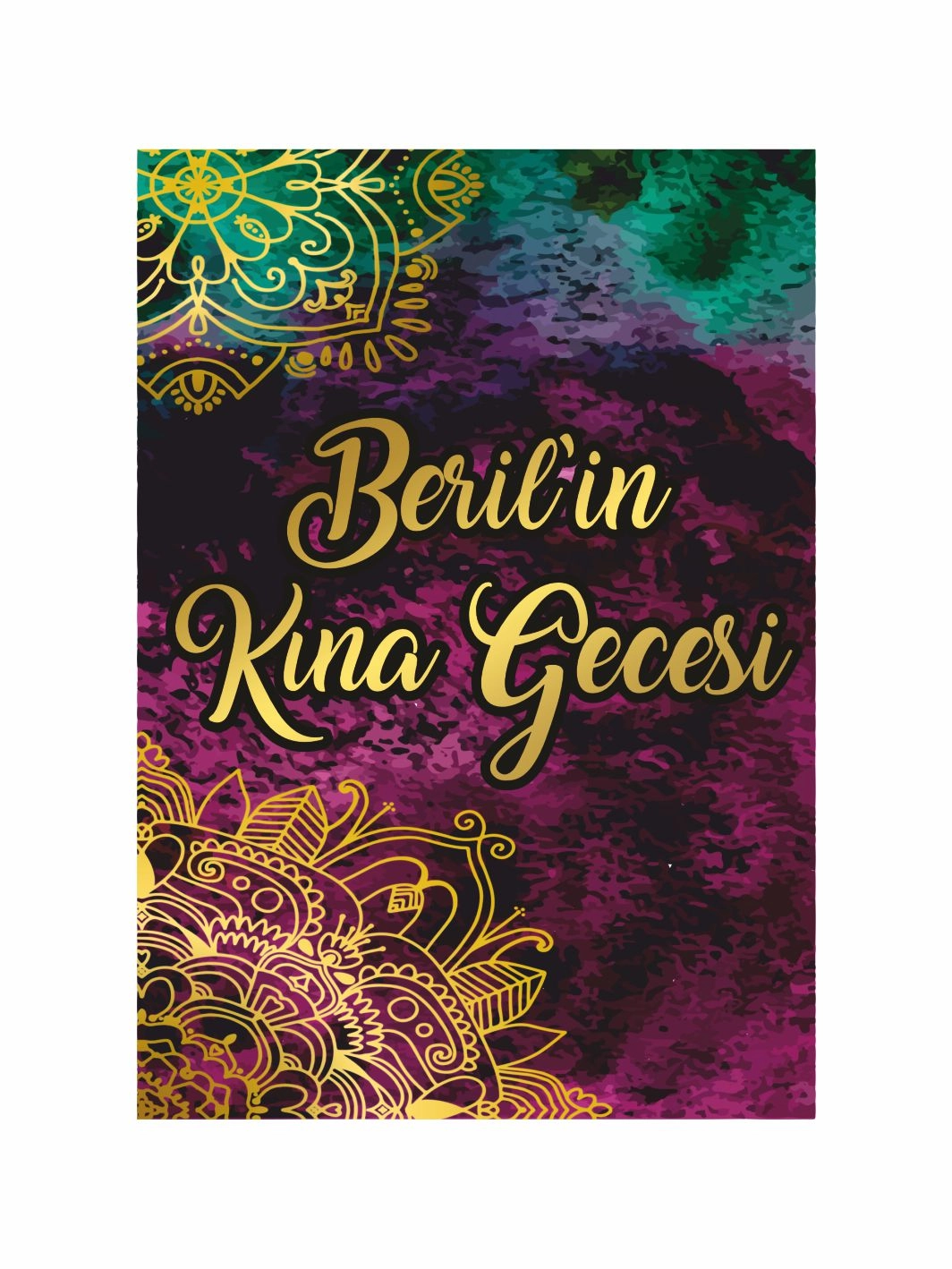 Mor Mandala Zeminli Kına Gecesi Ayaklı Karşılama Panosu