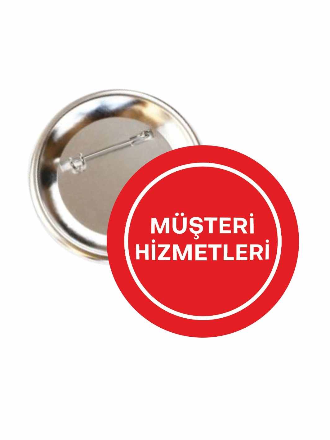 Müşteri Hizmetleri Yazılı Buton Rozet 58mm İğneli Personel Rozeti