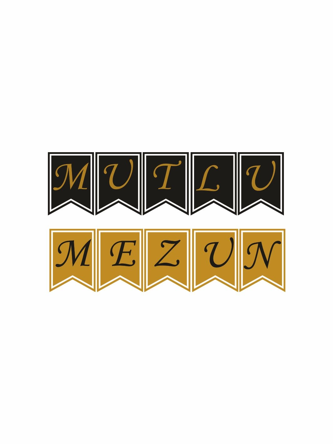 Mutlu Mezun Flama Banner Bayrak Siyah Gold Renk Mezuniyet Süslemesi
