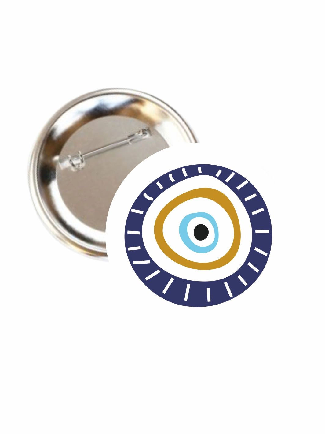 Nazar Boncuk Buton İğneli Rozet 58mm Metal Yaka Rozeti