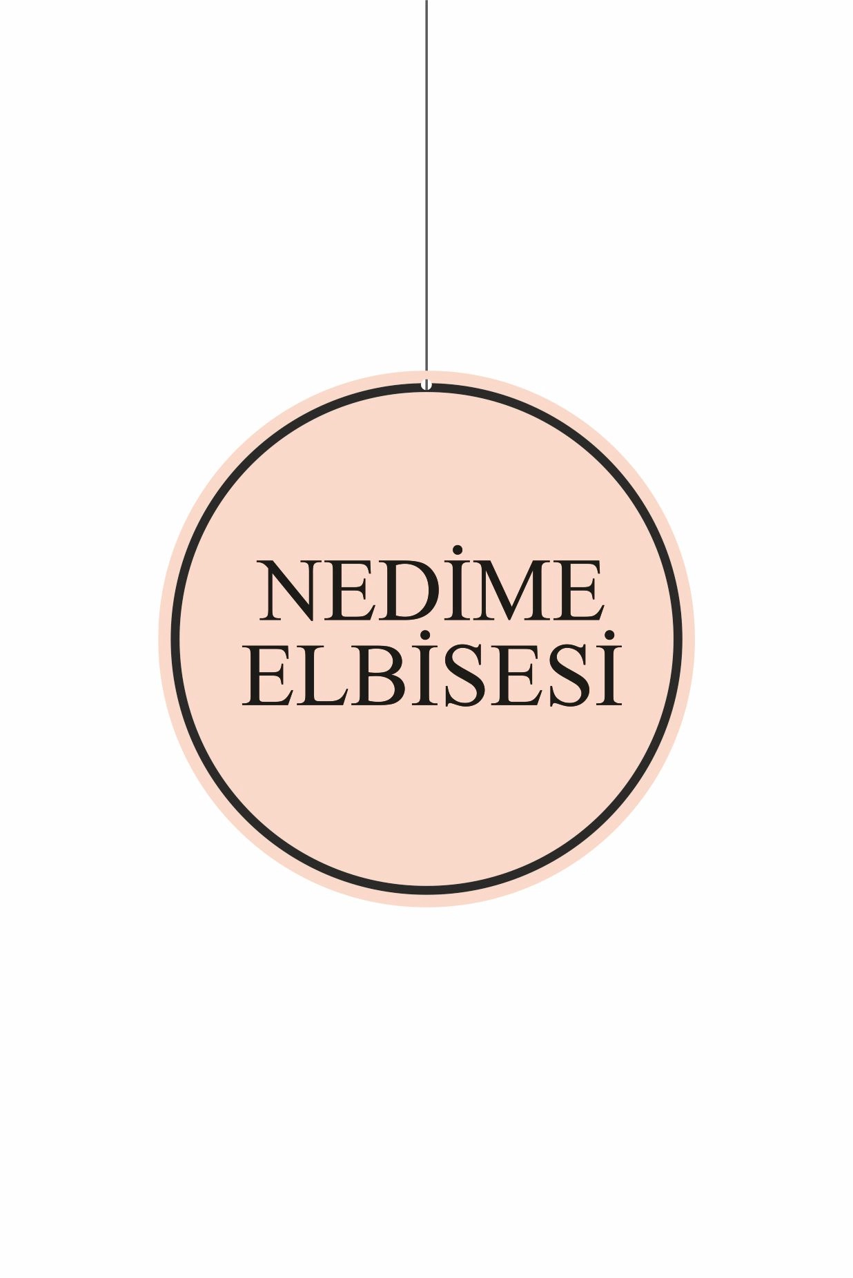 Nedime Elbisesi Mağaza Dönkartı 30x30 cm – Tavan Askılı Reyon Yönlendirme Afişi