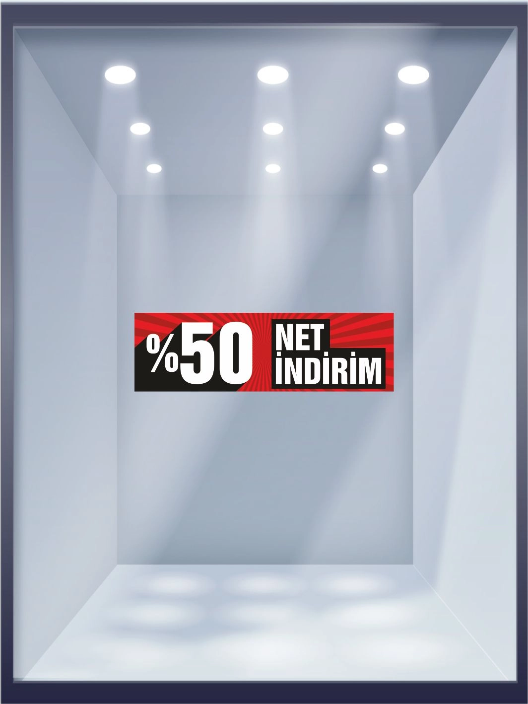 Net %50 İndirim Folyosu Mağaza Vitrin Hazır Görselleri