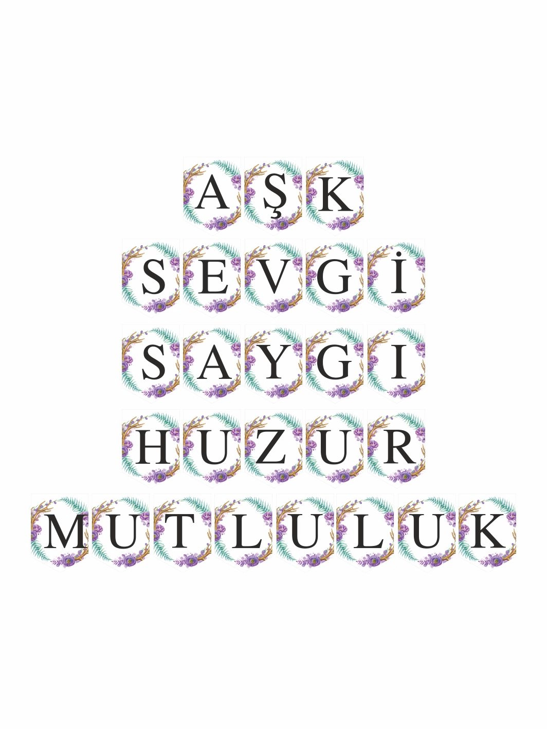 Nikah Hatırası Flama Banner Mor Boho Çerçeve Konsept