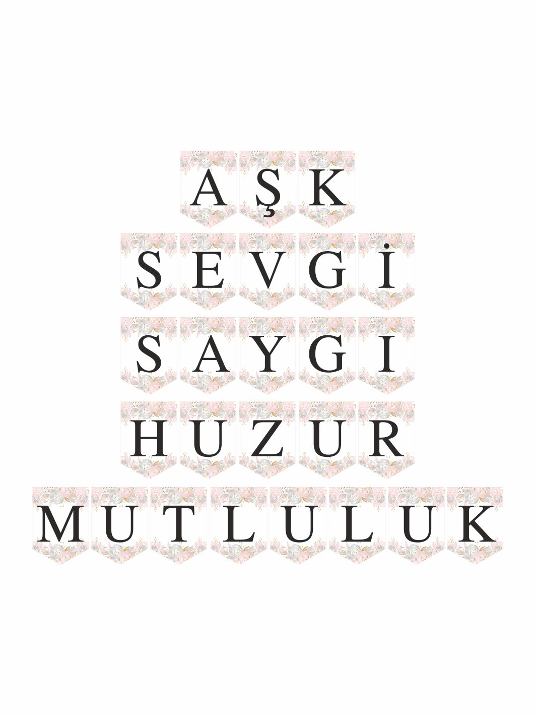 Nikah Hatırası Flama Banner Pastel Çiçekler Konsept