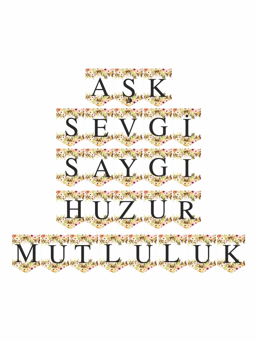 Nikah Hatırası Flama Banner Soft Boho Çiçekler Konsept