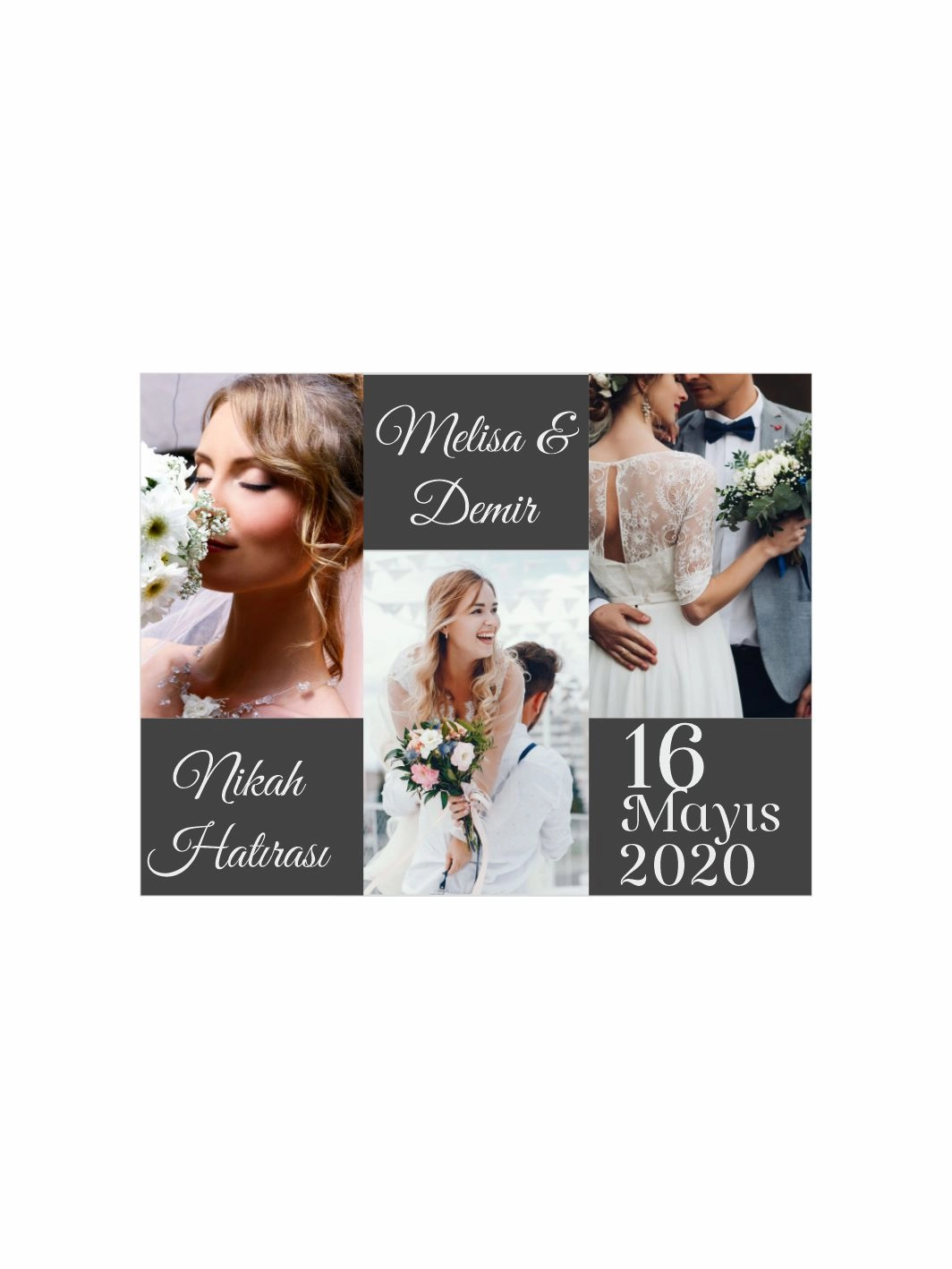 Nikah Söz Nişan Düğün Hatıra Magneti Fotoğraf Kolajlı Modern Romantik Düğün Konsept