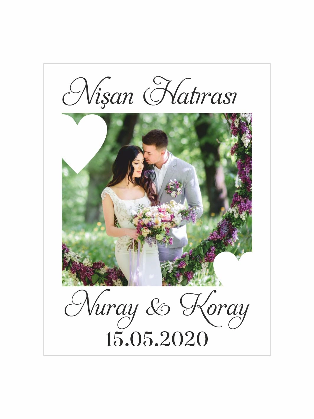 Nişan Söz Nikah Düğün Hatıra Magneti Fotoğraflı Kalp Çerçeveli Romantik Çift Temalı Konsept
