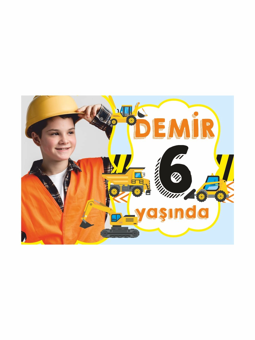 Resimli İş Makinası Konsept Doğum Günü Afişi