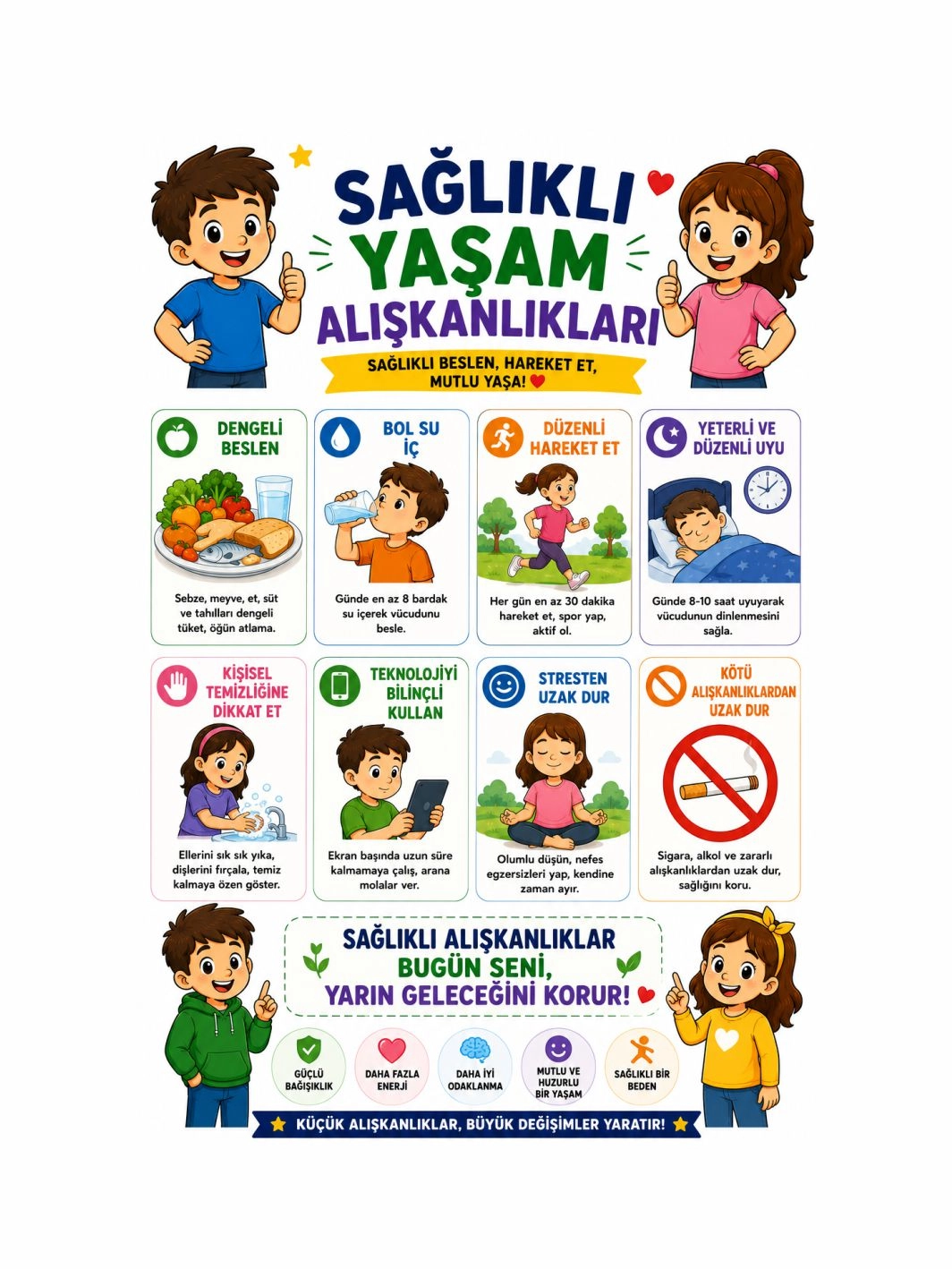 Sağlıklı Yaşam Alışkanlıkları Afişi Öğrenci Okul Sınıf Afişi