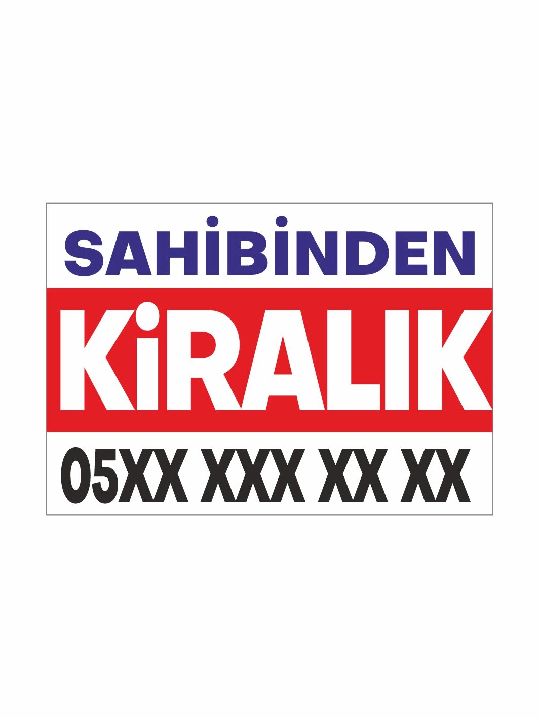 Sahibinden Kiralık Afişi Beyaz Zemin Kırmızı Lacivert Renk