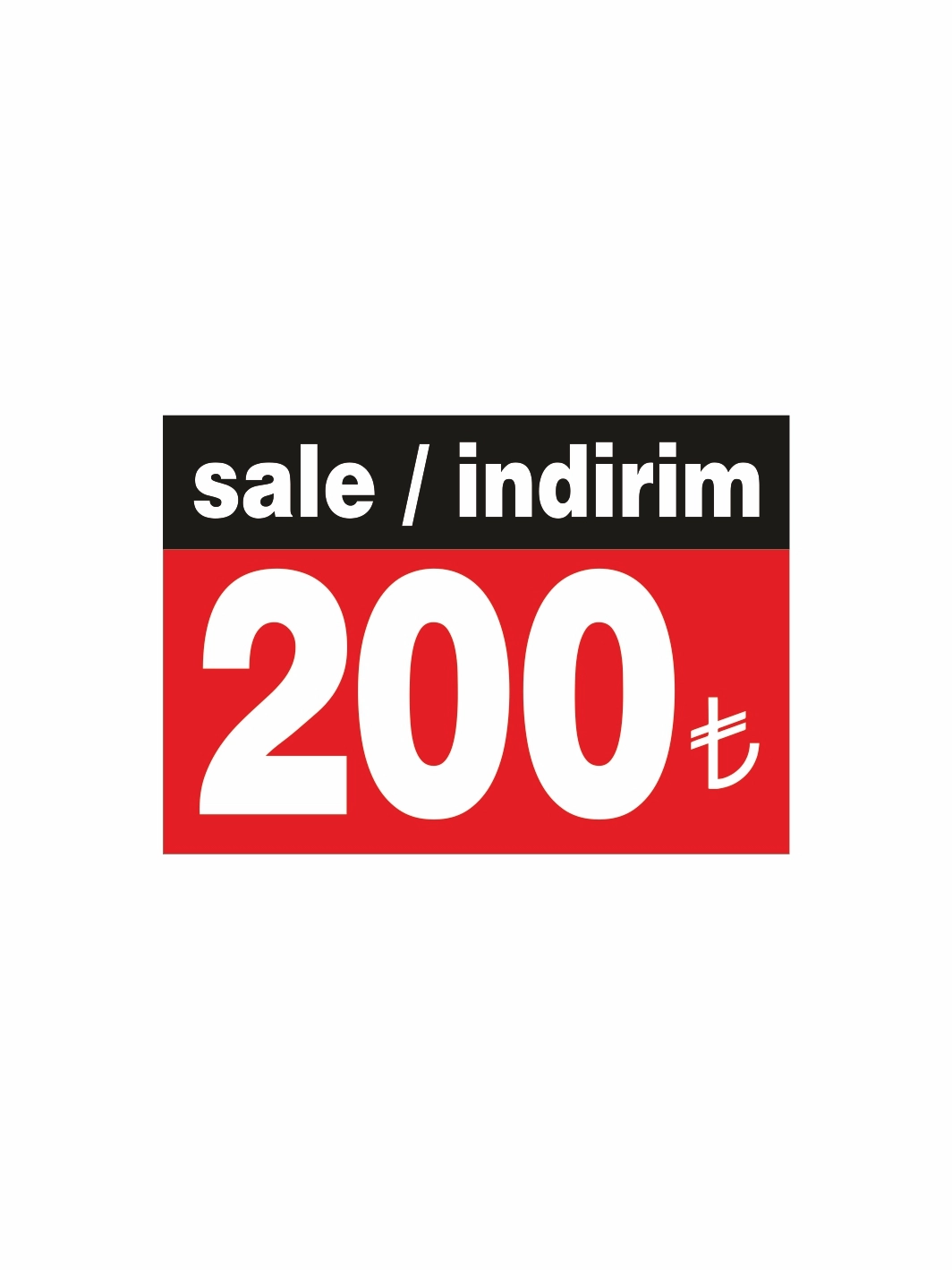 Sale İndirim 200tl Yazılı Fiyat Etiketi Pvc Kaplama