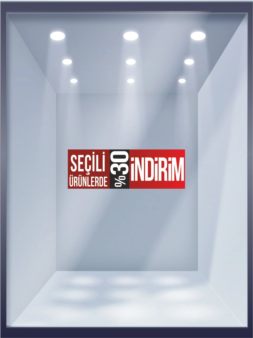 Seçili Ürünlerde %30 İndirim Mağaza Vitrin Folyo Baskısı Hazır Görsel