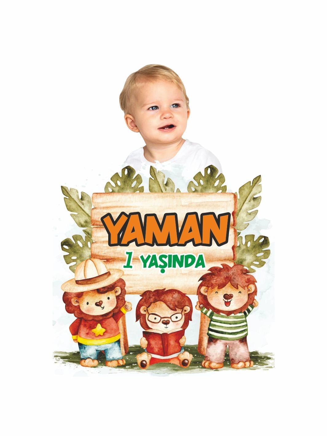 Sevimli Aslanlar Temalı Doğum Günü Ayaklı Pano