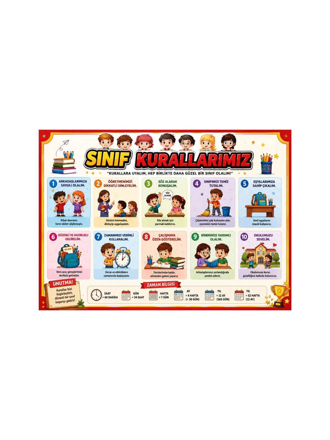 Sınıf Kurallarımız Okul Sınıf Afişi | Eğitici Sınıf Kuralları Posteri | Zajabaskı