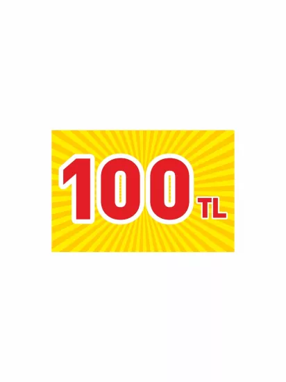 100 TL Fiyat Etiketi PVC | Mandallı Etiket Tutucu Uyumlu Kampanya Kartı | Zajabaskı