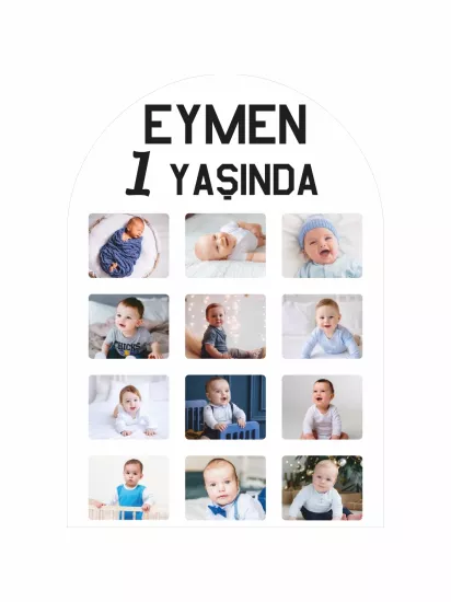 12Ay Resimli 1Yaş Doğum Günü Ayaklı Karşılama Panosu | ZajaBaskı