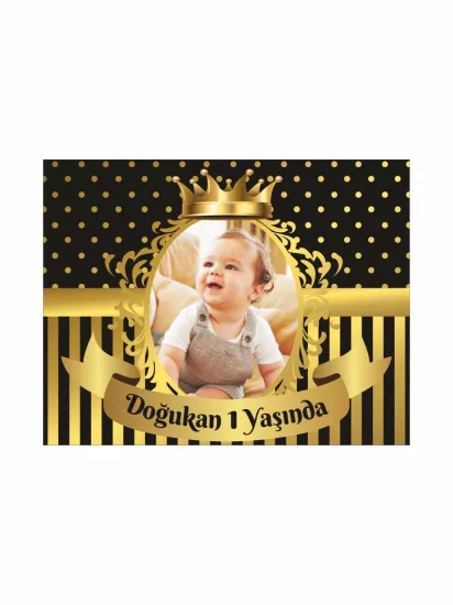 1 Yaş Bebek Partisi Doğum Günü Magnet Siyah Gold Renk Modelleri ve Fiyatları | ZajaBaskı