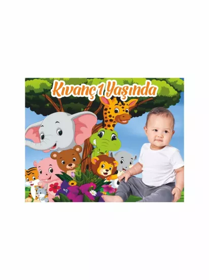 1 Yaş Bebek Resimli Doğum Günü Magnet Safari Tema Modelleri ve Fiyatları | Zajabaski