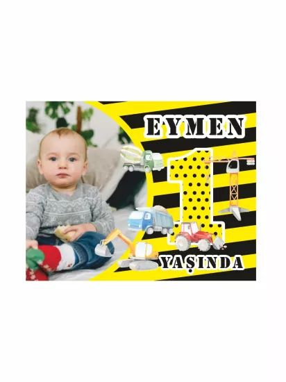1 Yaş Doğum Günü Magneti İş Makinası Tema Modelleri ve Fiyatları | Zajabaskı