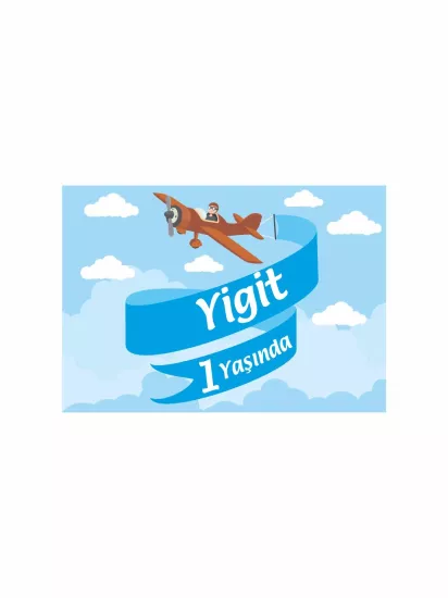 1 Yaş Doğum Günü Partisi Afişi Uçak Temalı Modelleri ve Fiyatları | Zajabaski.com