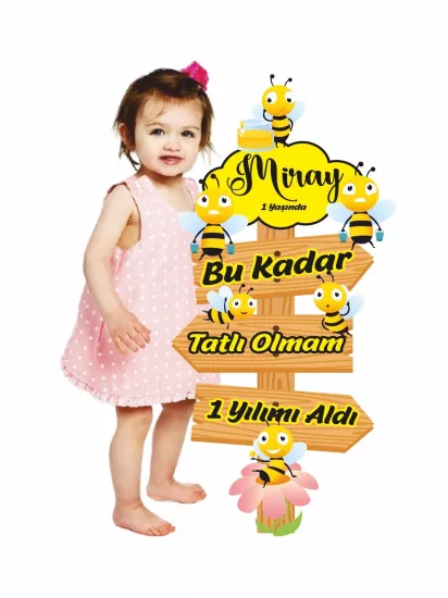 1 Yaş Doğum Günü Yön Temalı Pano Arı Tema Modelleri ve Fiyatları | Zajabaskı