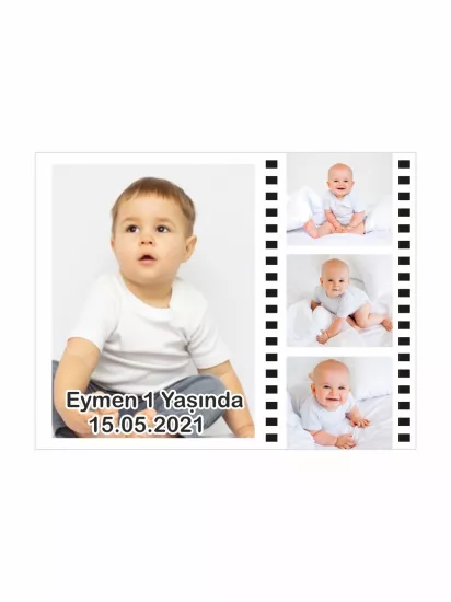 1 Yaş Erkek Bebek Doğum Günü Magneti Kolaj | Foto Magnet – Zajabaskı