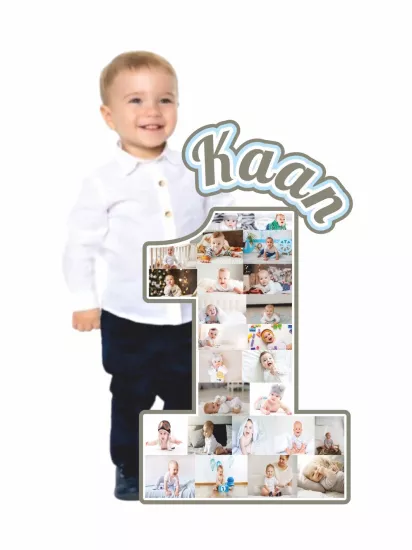 1 Yaş Erkek Bebek Doğum Günü Parti Panosu Kolaj Resimli Modelleri ve Fiyatları | Zajabaskı