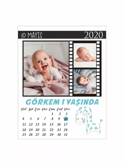 1Yaş Erkek Bebek Kolaj Resimli Doğum Günü Magneti Modelleri ve Fiyatları | Zajabaskı