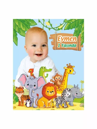 Minik Kaşifin 1 Yaş Kutlaması İçin Safari Temalı Resimli Doğum Günü Magnet Modelleri ve Fiyatları | Zajabaski