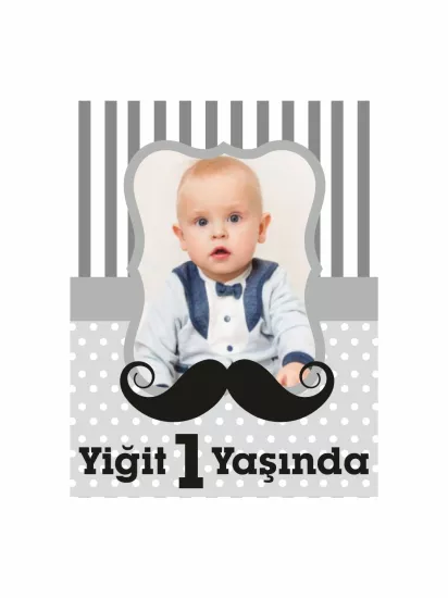 Minik Beyefendinin 1 Yaş Kutlaması İçin Bıyık Konsept Resimli Doğum Günü Magnet Modelleri ve Fiyatları | Zajabaski