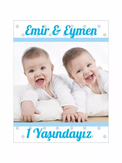 1 Yaş İkiz Bebek Magneti Sade | Resimli Foto Magnet – Zajabaskı