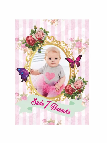 1 Yaş Kız Bebek Doğum Günü Afişi Kelebek Konsept Modelleri ve Fiyatları | Zajabaski.com
