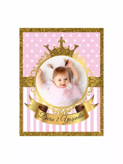 1 Yaş Kız Bebek Magneti Gold Sim Çerçeveli | Foto Magnet – Zajabaskı