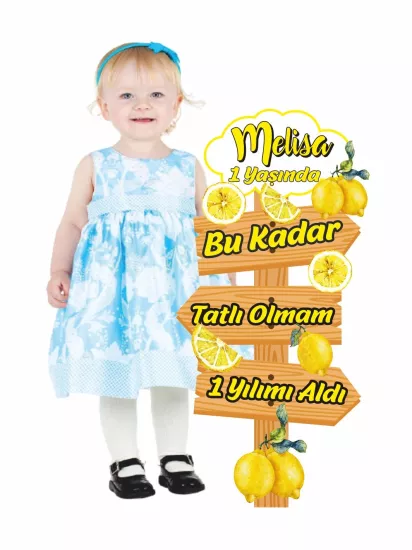 1 Yaş Kız Çocuk Doğum Günü Panosu Yön Tema Limon Konsept Modelleri ve Fiyatları | Zajabaskı