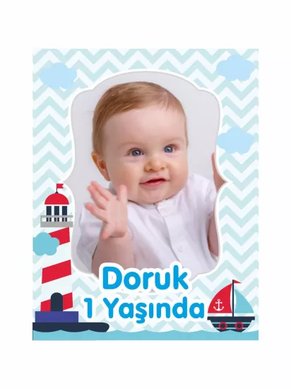 1 Yaş Doğum Günü Magneti Denizci Temalı | Resimli Foto Magnet – Zajabaskı
