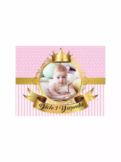1 Yaş Doğum Günü Magneti Pembe Gold | Resimli Foto Magnet – Zajabaskı