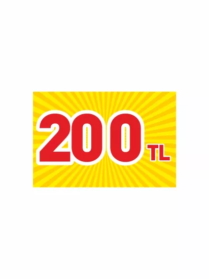 200 TL Fiyat Etiketi PVC | Mandallı Etiket Tutucu Uyumlu Kampanya Kartı | Zajabaskı