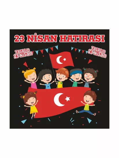 23 Nisan Hatıra Afişi Sevimli Bayrak Tutan Çocuklar Tema Modelleri ve Fiyatları | Zajabaskı