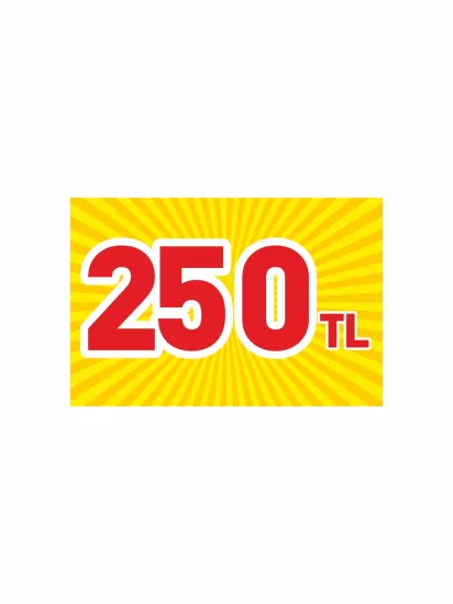 250 TL Fiyat Etiketi PVC | Mandallı Etiket Tutucu Uyumlu Kampanya Kartı | Zajabaskı