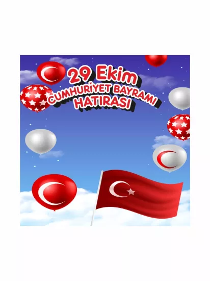 29 Ekim Cumhuriyet Bayramı Gökyüzü Balon ve Türk Bayrağı Temalı Fotoğraf Çekim Arka Fon Afişi Modelleri ve Fiyatları | Zajabaskı