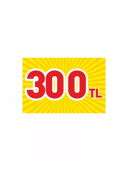 300 TL Fiyat Etiketi PVC | Mandallı Etiket Tutucu Uyumlu Kampanya Kartı | Zajabaskı
