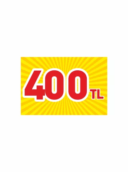400 TL Fiyat Etiketi PVC | Mandallı Etiket Tutucu Uyumlu Kampanya Kartı | Zajabaskı