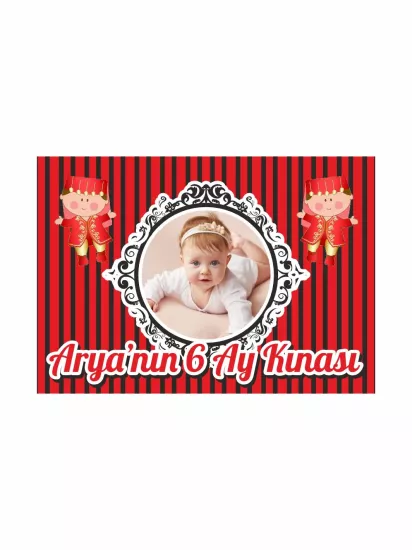6 Ay Bebek Kına Afişi Resimli Bindallı Bebekler Konsept | Zajabaskı