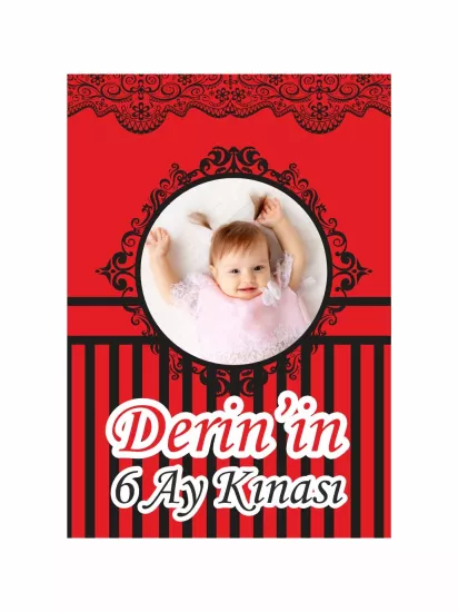 6 Ay Bebek Kınası Kutlama Afişi Kırmızı Siyah Konsept | Zajabaskı
