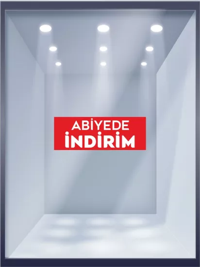 Abiyede İndirim Folyo Baskısı Hazır Mağaza Vitrin Görseli | Zajabaskı
