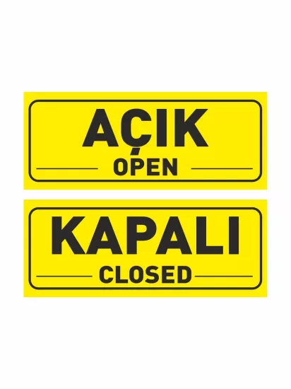 Açık Kapalı Levhası Sarı Siyah 30x12 cm | 3 mm Foreks | ZajaBaskı