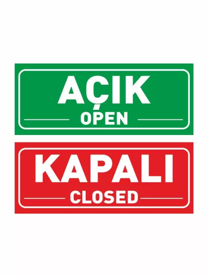 Açık Kapalı Levhası Yeşil Kırmızı 30x12 cm | 3 mm Foreks | ZajaBaskı