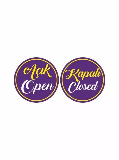 Açık Open Kapalı Closed İşyeri Dükkan Mağaza Levhası Mor Modelleri ve Fiyatları | Zajabaskı