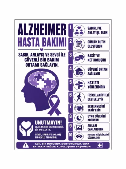 Alzheimer Hasta Bakımı Levhası 40x30 cm | Zajabaskı